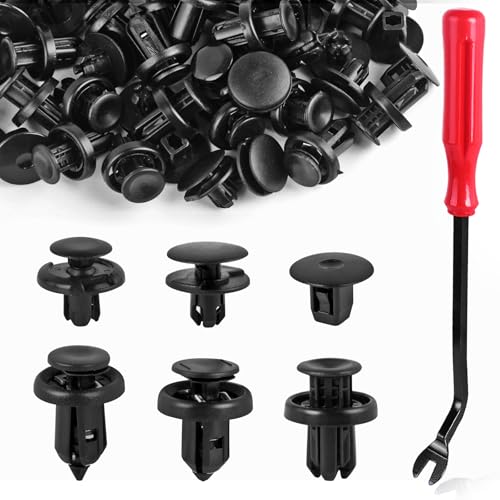 Xislet 130PCS Honda Fender Liner Clips 6 in 1 Honda Clips 90682-SEA-003 Bumper Body Clips 91505-S9A-003 Plastic Push Rivets 91512-SX0-003 Compatible with Honda Acura Accord Civic CR-V Fit Odyssey