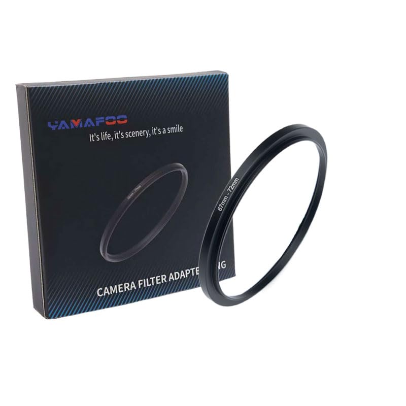 YAMAFOO 67mm to 72mm Step Up Ring/Step Down Rings Filter Adapter for All Brands UV ND CPL Metal Ring Step-Up Rings Adapter Filter,Black (67-72)