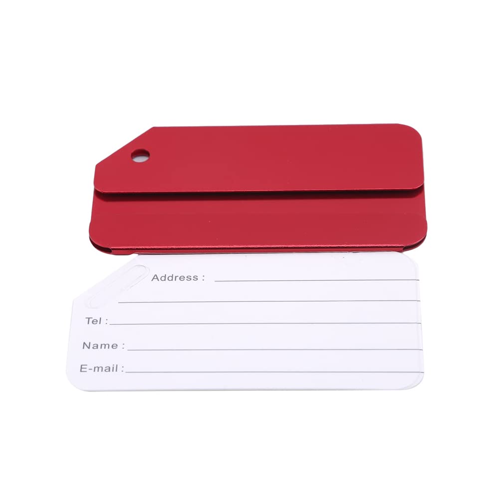 8 Etichette Per Bagagli In Metallo - Set Con Anelli In Acciaio Inox - Identificatori Valigia Colorati (Rosso, Oro, Verde, Rosa, Nero, Blu, Argento, Caffè)