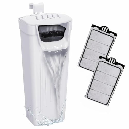 Image of GOZILLA Turtle Tank Filter 74GPH, Low Water Level Turtle Tank 3.5W Fish Tank Aquarium Filters for Small Tanks up to 15 Gallons Include 2 Replacement Cartridge.(White)