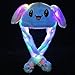 Momolaa Bonnet avec Oreilles Qui Bougent Lapin avec Lumières LED ,Peluche Bouger Oreille de Lapin Chapeau ,Animal en Peluche Chapeau pour Enfants et Adultes (Construire dans la Batterie) (Bleu)