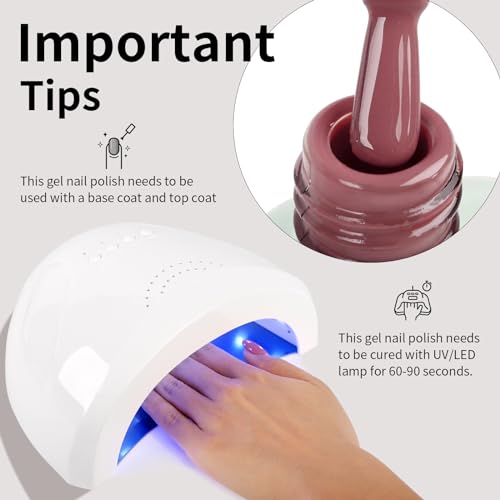 Firedeep Vernis à ongles gel rose mauve, grand flacon de 16 ml de vernis gel Soak Off UV/LED rose pour été, automne et hiver – vue 6