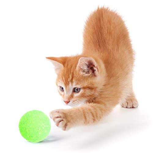Balacoo 6 peças de bolas de brinquedo para gatos com sinos, bola de plástico interativa para gatos p