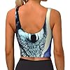 POEZJZW Wolf Under Moon Women's Sexy Sports Vest Sleeveless Athletic Gym T-Shirts Vest U-Shaped Back Quick Dry Top M Black #1