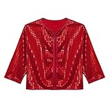 Pailletten Blazer Mädchen Vintage Glitzer Jacke Bolero Elegant Kurz Cardigan Party Hochzeit Bolerojacke Langarm Glänzend Anzugjacke Festlich Schulterjacke Karneval Fasching Disco Outfit