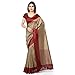 Rajnandini Women's Tussar Silk Stripes Printed Saree(JOPLNB3011C_Beige&Maroon_Free Size)