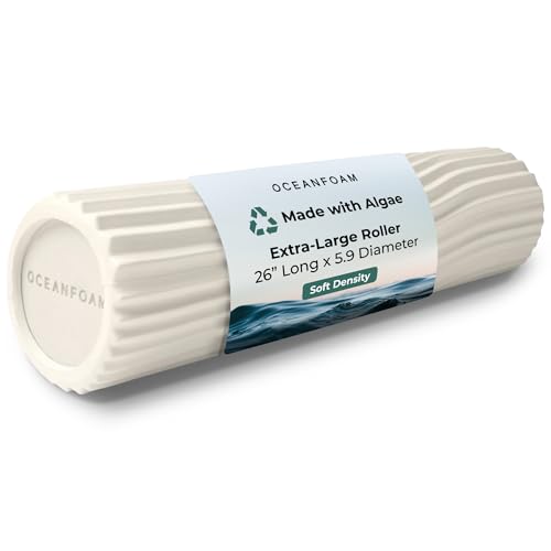 Oceanfoam Tsunami Roller (Natural) - Extra-Large, 26' x 5.9' - Soft, Textured Foam Roller for...