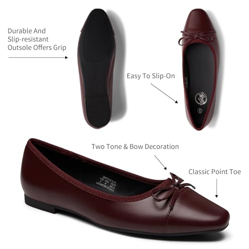 Image of Trary Slingback Flats for Women, Black Dressy Comfortable Round Square Toe Shoes, Work Office Casual Ankle Strap Dress Flats