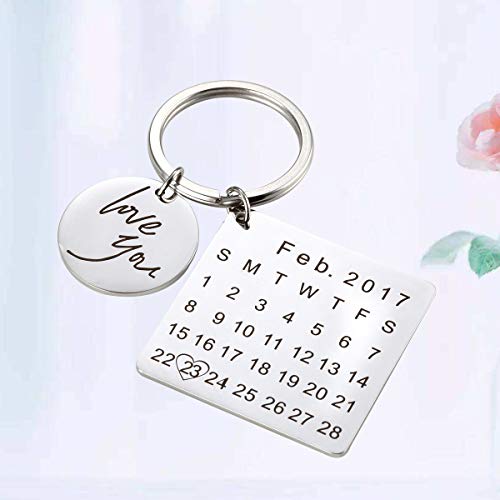 BESTOYARD DIY chaveiro personalizado data especial calendário chaveiro de aço inoxidável casal chave