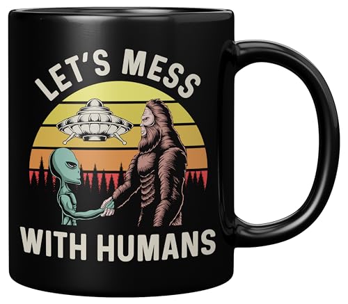 Taza de pie grande, regalos para los amantes de Bigfoot, taza de café Bigfoot, Let's Mess with Humans