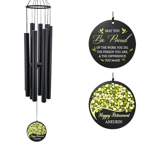 Image of Personalized Retirement Wind Chimes for Outside, 36 inch Happy Retirement Gift for Women, Men, Coworker, Colleague, Boss, Teacher, Nurse, Friend, Going Away Garden Patio Decor