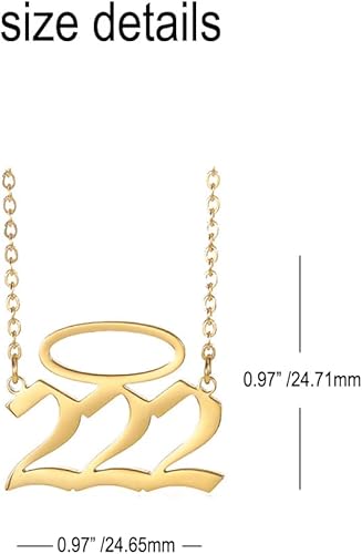 Miniatura 2 de Collar para mujer, chapado en oro de 14 quilates, acero inoxidable, minimalista, número de ángel 111-999, collar con colgante