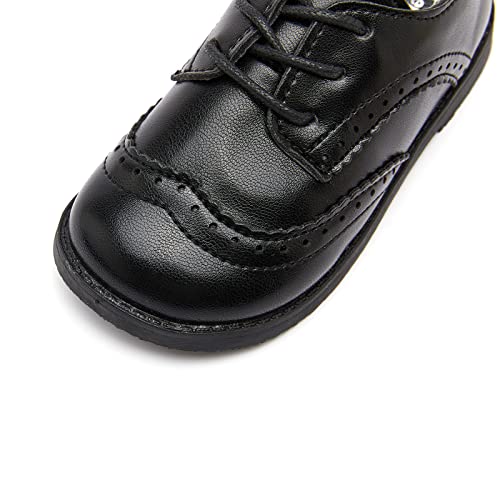 Lennuoma Boy's Girl's Classic Black Matte Lace-Up School Formal Oxford Comfort Dress Shoes Flats (Toddler/Little Kid) (24, Black, Numeric_7) #TOP4