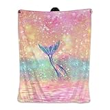 Mermaid Tail Mythical Ocean Life Flannel Fleece Throw Blankets for Chair 50'x40' Decorative Cover,Super Soft Gift Idea