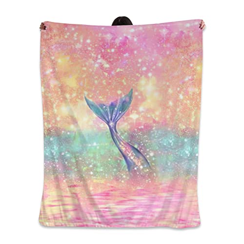 Mermaid Tail Mythical Ocean Life Flannel Fleece Throw Blankets For Chair 50"X40" Decorative Cover,Super Soft Gift Idea #TOP5