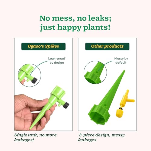 Image of UGAOO Self Watering Spikes for Plants Set of 12 | Automatic Water Spikes | Plant Auto Watering System | Water Dripper for Plants | Self Watering for Indoor Plants | Vacation Plant Waterer