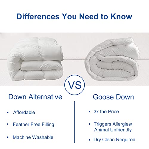 Image of Down Fiber Comforter, MH MYLUNE HOME Fluffy Hotel Collection Down Fiber Comforter Duvet Insert Queen Size,Lightweight Soft Cotton Cloud Breathable Microfiber Bed Comforter with Corner Tabs (Queen)