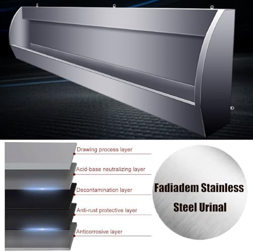Commercial Stainless Steel Urinal Trough for Public Toilets, Large Capacity Drain Pipe Urinal for Hotels, Schools, Families, and Restrooms - Durable & Easy to Clean