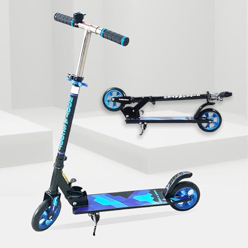 Image of ToyMagic SwiftGlider 2 Wheeler Scooter|Non Electronic Smart Kick Scooter|Rear Brake Foldable Toy|Height Adjustable Handle|Weight Capacity Till 50kg|Birthday Gift for 3+ Kid |Made in India, Multicolor