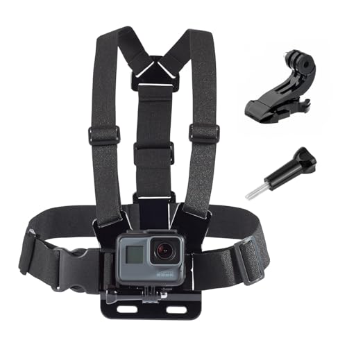 micros2u Action Camera Adjustable Chest Strap Harness Mount with J Hook Adapter. Compatible with Gopro Hero 13 12 11 10 9 8 7 6 5 4 3 / DJI AKASO Apeman Apexcam & Most Action Cameras