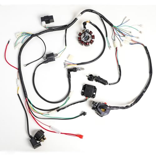 YC Yier Complete Wiring Harness kit with Electrics Stator Coil CDI Wiring Harness Solenoid Relay Spark Plug for ATV Quad 4 Four Wheelers 150CC 200CC 250CC Go Kart Dirt Pit Bikes Taotao Coolster