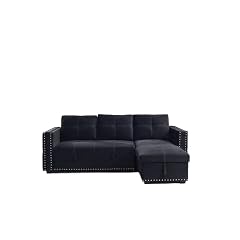 Sectional Sofa with Pulled Out Bed 2 Seats Sofa and Reversible Chaise with Storage