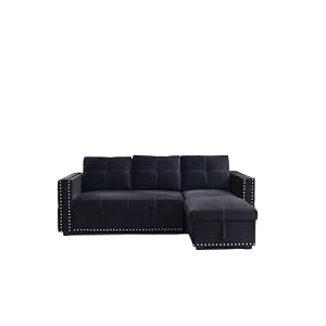 Sectional Sofa with Pulled Out Bed 2 Seats Sofa and Reversible Chaise with Storage