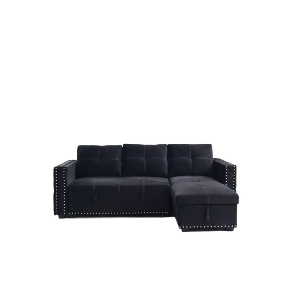 Sectional Sofa with Pulled Out Bed 2 Seats Sofa and Reversible Chaise with Storage