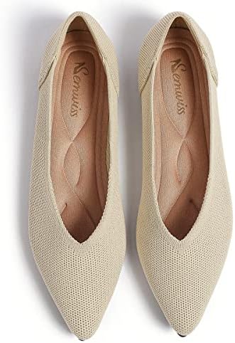 Semwiss Women's Ballet Flats Comfortable Casual Dressy Shoes,Work Flats Office Shoes Pointed Toe Leopard Flats Beige Size 6.5