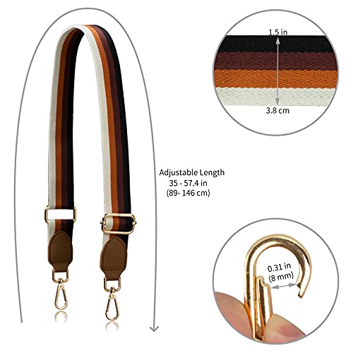 Allzedream Purse Strap Replacement Crossbody Handbag Stripe Wide Adjustable (Brown, Leather)