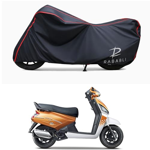 Image of Waterproof Bike Body Cover Compatible for | Mahindra Gusto 125 VX CBS | Taffeta Fabric, Red Piping Design, Bottom Elastic Fit | Dustproof, Sun UV & Rain Protection for All Bikes