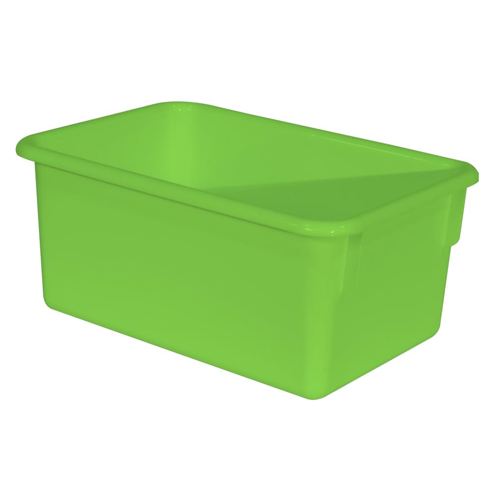 Wood Designs Cubby Storage Bin, Heavy Duty Plastic Containers for Kids Lime Green Cubby Tray Set of 30