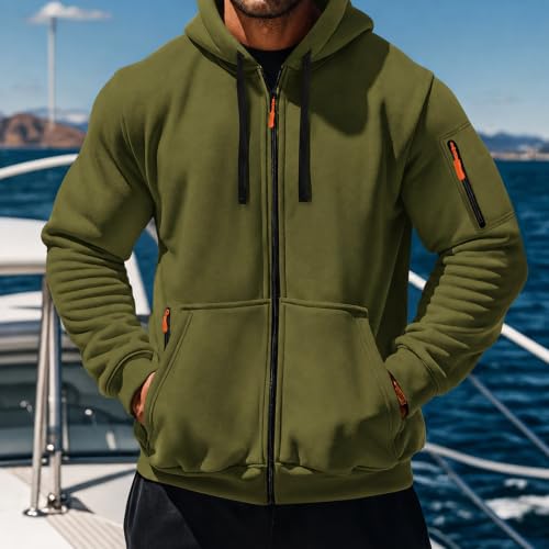 Image of MANTORS Mens Fleece Jackets Contrast Hoodies Lightweight Sweatshirt Color Block Jacket Coats