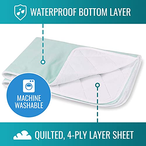 Image of DMI Waterproof Sheet to be Used as a Bed Pad, Bed Liner, Mattress Protector, Pee Pad, Furniture Cover or Seat Protector with Quilted Slide Sheet and 4 Layers of Protection, Without Straps, 28 x 36