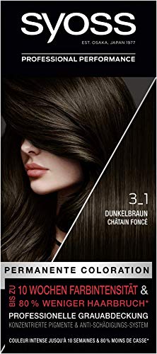 Foto von Syoss Color Haarfarbe 3_1 Dunkelbraun Stufe 3 (115 ml), permanente Coloration für bis zu 10 Wochen Farbintensität und 70% weniger Haarbruch*
