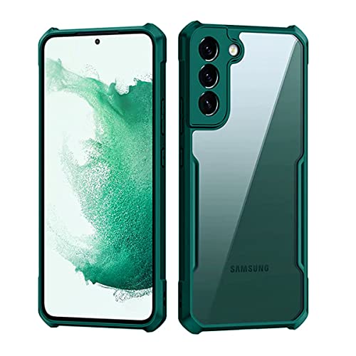 Image of LIRAMARK Transparent Clear Shock Proof Back Cover Case Designed for Samsung Galaxy S22 Plus (Green)