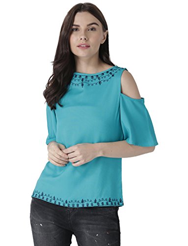 Image of MsFQ Women's Plain Regular fit Top (FTSF401796-Teal-M Teal M)