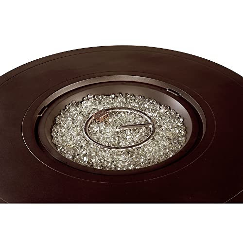 Image of Oakland Living Round 44 in. x 44 in. Aluminum Propane Fire Pit Table with Glass Beads, Two Covers, Lid, 57,000 BTUs in Brown Finish