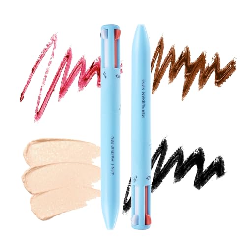 4 in 1 Multi-Functional Makeup Pen - 4 Colors All in One Makeup Pen with Eyeliner Eyebrow Lip Liner Highlighter Waterproof Long Lasting Touch Up Pencil