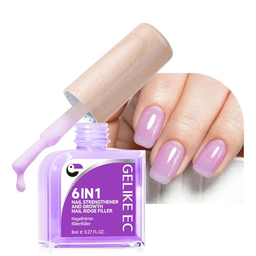 Image of Nail Polish Strengthener and Growth: Lavender Haze Gelike EC 6 in 1 Natural Hardener - Long Lasting Nail Polish Hardener Extra Strong and Growth for Daily Work Home Salon