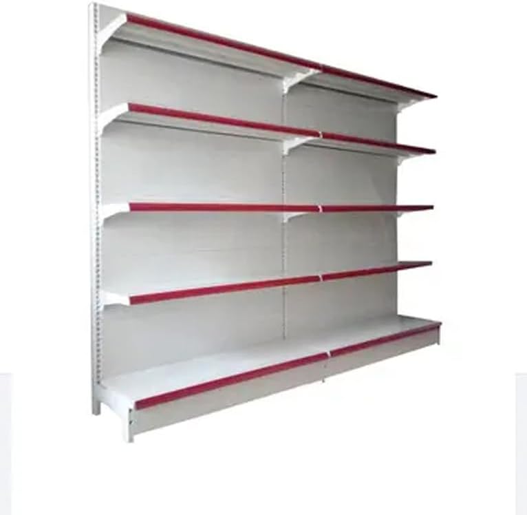 Lukia Slotted Channel Rack Adjustable Iron Rack for Kitchen, Supermarket, Shops and Book Shelf (Wall Rack 6 FEET X 3 FEET) 5 Shelves (Set of 2)