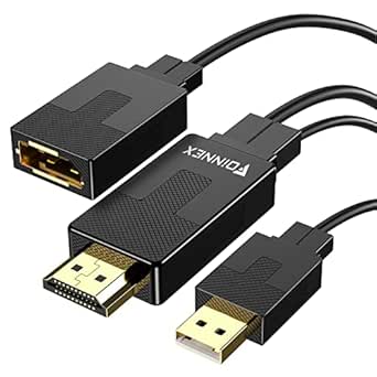 Adaptateur HDMI vers Displayport, Convertisseur HDMI Mâle à DP Femelle 4K@60Hz, Actif Connecteur HDMI to Display Port Cable Adapter avec USB/Audio pour Laptop,Xbox 360 One,PS4 PS3,NS, PC à Moniteur