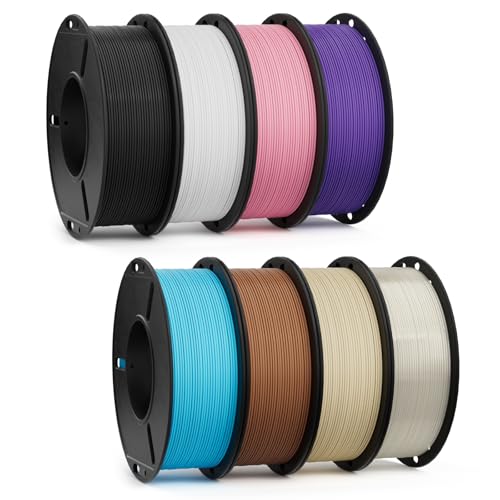 Image of PLA 1.75mm 3D Printer Filament 8 Pack 250g Bundle, Dimensional Accuracy + /- 0.02mm, Neatly Wound, No Clogging, Black /White /Pink /Purple /Translucent /Sky Blue /Brown /Beige