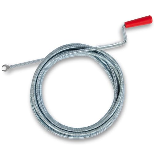 EBERTH Rohrreinigungsspirale 5m lang und Ø 9mm, effektive Abfluss Spirale für Rohre ab Ø 40mm, krallenförmiger Bohrkopf mit Ø 20mm, Rohrreiniger Abflussreiniger für WC und Abfluss gegen Verstopfungen
