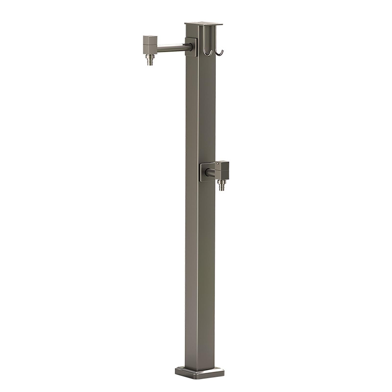 Colonna d'acqua da giardino in acciaio inox con doppi rubinetti e pistola a spruzzo, sistema di irrigazione esterno indipendente per una facile irrigazione delle piante e una cura efficiente del