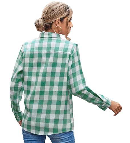 Image of SANGTREE Girls & Women's Long Sleeve Flannel Plaid Shirt Button Down Shirts, 3 Months - US 2XL