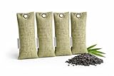 Saquitos Carbón Activo Bambú | Deshumidificador y Purificador de Aire | Neutralizador de Olores| Carbon Activado Olores | Bambu Charcoal | Para Armarios, Cajones, Zapatillas | Pack 4x75g