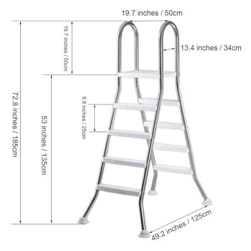Escalera para piscina elevada 4 peldaños acero inoxidable miniatura 6