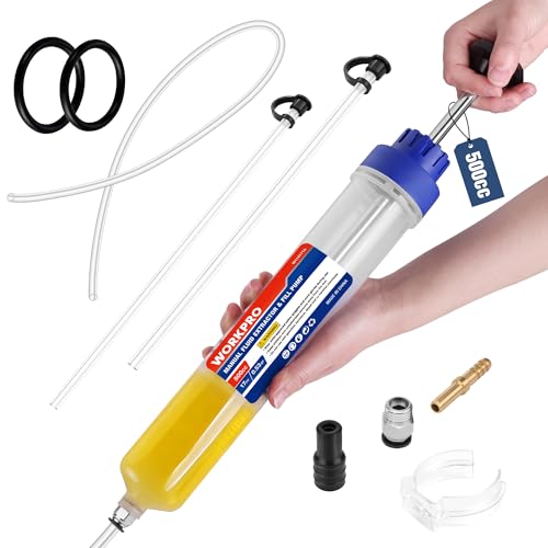 WORKPRO 500CC Manual Fluid Extractor, Multi-Purpose Oil Syringe, Oil Suction Pump, Manual Extraction and Filling Pump, Automotive Oil Syringe