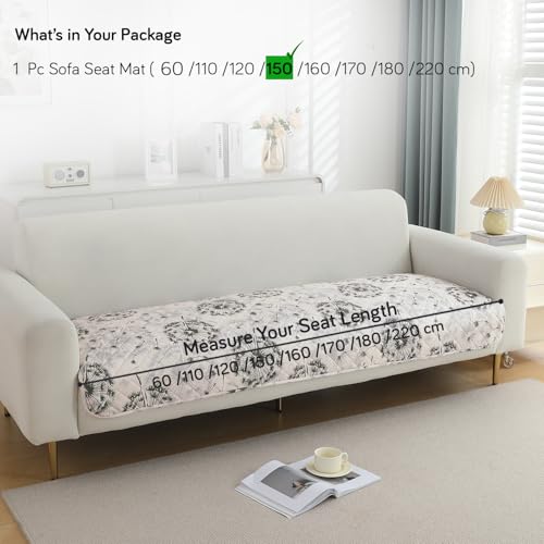 Image of HOKIPO Printed Waterproof + Anti-Slip + Quick Dry Sofa Seat Mats, Dandelion Anchor Grey - Length 150cm (AR-5232-P6)